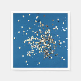 Servilleta De Papel Estrellas Elegantes de Purpurina Dorada sobre Serv