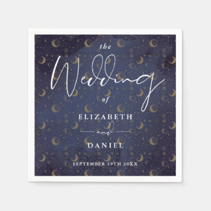 Servilleta De Papel Estrellas Elegantes y Boda Celestial Mística