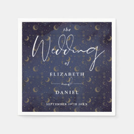 Servilleta De Papel Estrellas Elegantes y Boda Mística Celestial