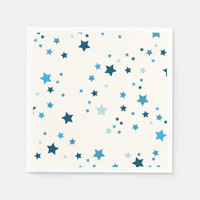Servilleta De Papel Estrellas en múltiples tonos azules (Anverso)