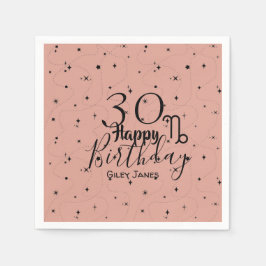 Servilleta De Papel estrellas negras boho Capricorn cumpleaños rosa Na