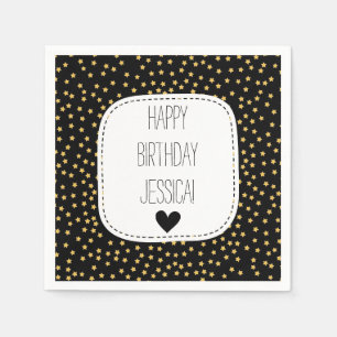 Servilleta De Papel Estrellas negras y amarillas