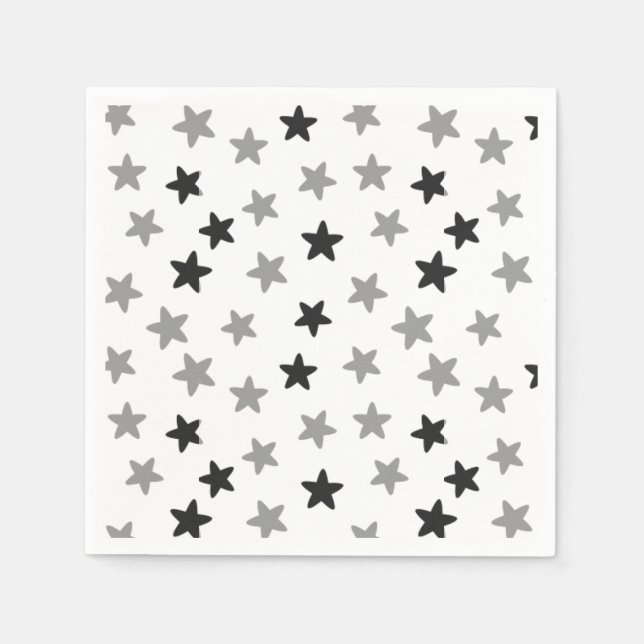 Servilleta De Papel Estrellas negras y blancas (Anverso)
