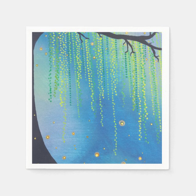 Servilleta De Papel Estrellas nocturnas y bichos relámpago (Anverso)