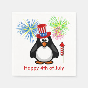Servilleta De Papel Estrellas patrióticas del pingüino de los fuegos