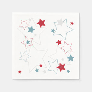 Servilleta De Papel Estrellas patrióticas modernas de color rojo blan
