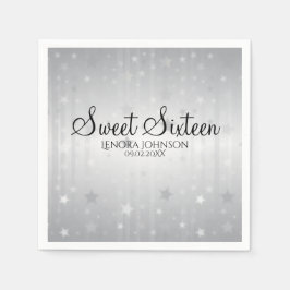 Servilleta De Papel Estrellas plateadas elegante dulce dieciséis Fiest