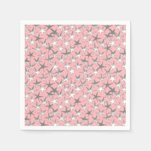 Servilleta De Papel Estrellas plateadas, sobre rosa concha