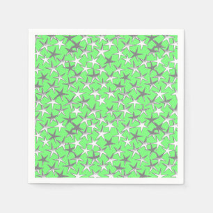 Servilleta De Papel Estrellas plateadas, sobre verde lima
