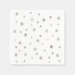 Servilleta De Papel Estrellas plateadas y blanco
