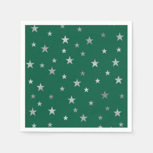 Servilleta De Papel Estrellas plateadas y verde