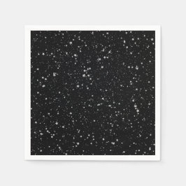 Servilleta De Papel Estrellas purpurinas2 - Negro plateado