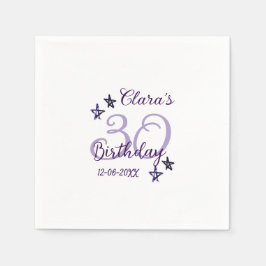 Servilleta De Papel Estrellas purpurinas moradas 30 años retro moderno