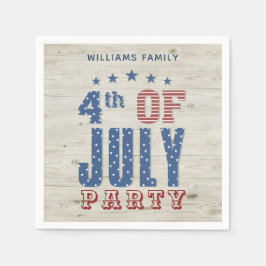 Servilleta De Papel Estrellas Rojas Azul Patriótico | 4 de julio