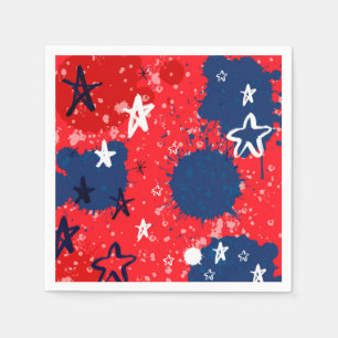 Servilleta De Papel Estrellas rojas, blancas y azules salpicadas