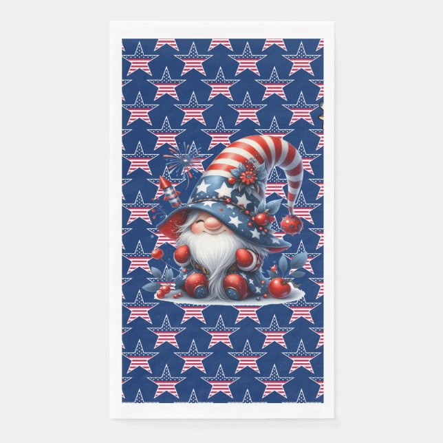 Servilleta De Papel Estrellas Rojas De Blanco Y Azul (Anverso)