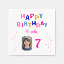 Servilleta De Papel Estrellas rosas: feliz cumpleaños, Chica de Fiesta