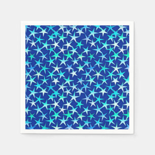 Servilleta De Papel Estrellas satinadas, azul pálido sobre cobalto