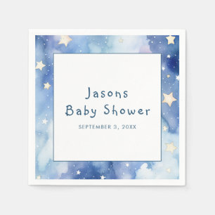 Servilleta De Papel Estrellas soñadoras baby ducha invitación azul