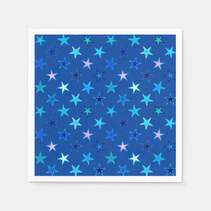Servilleta De Papel Estrellas Twinkling modernas, azul cobalto y turqu