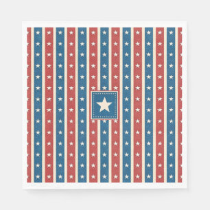 Servilleta De Papel Estrellas y Franjas Patrióticas Rústicas Americana
