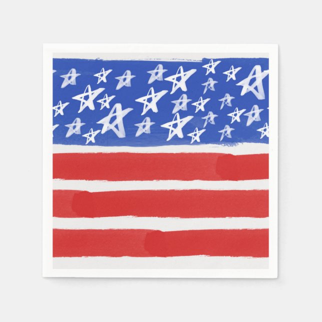 Servilleta De Papel Estrellas y rayas, Patriótico, 4 de julio (Anverso)