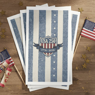 Servilleta De Papel Estrellas y rayas vintage americanas USA 250 ID130