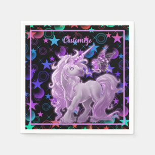 Servilleta De Papel Estrellas y unicornio rosa