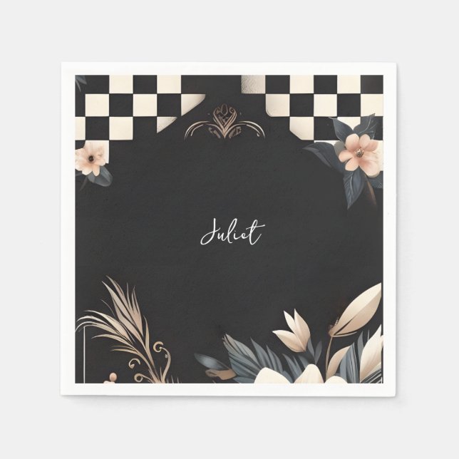 Servilleta De Papel Estudio Creativo Retro Ilustrado para Despedida de (Anverso)