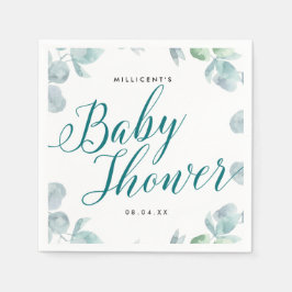 Servilleta De Papel Ethereal Eucalyptus Calligraphic Baby Shower