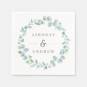 Servilleta De Papel Ethereal Eucalyptus Wreath Dusty Blue Boda