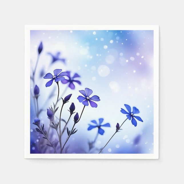 Servilleta De Papel Ethereal Periwinkle Floral Watercolor (Anverso)