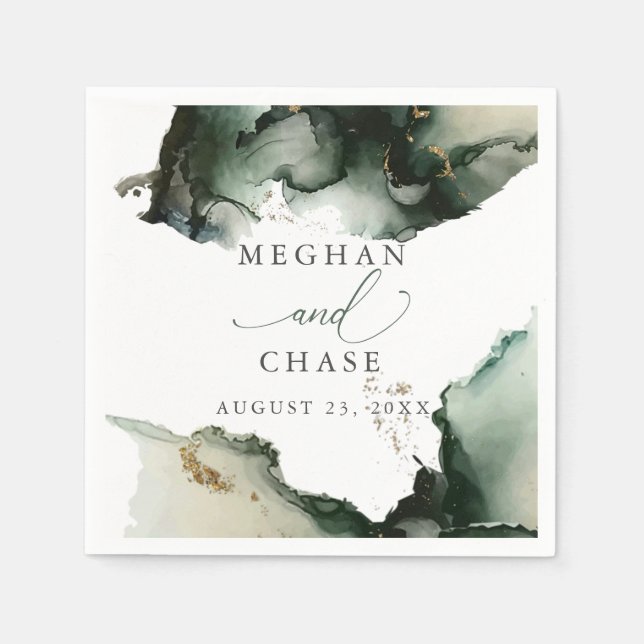 Servilleta De Papel Ethereal Sage Green Watercolor Abstract Napkins (Anverso)