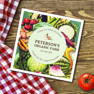 Servilleta De Papel Etiqueta de agricultor local de hortalizas de cose