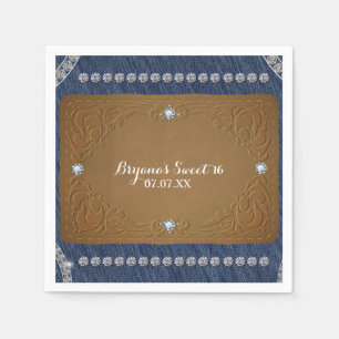 Servilleta De Papel Etiqueta de vaqueros Denim & Diamonds Fiesta Glam