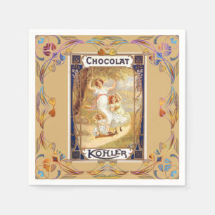 Servilleta De Papel Etiqueta victoriana de chocolate floral elegante t