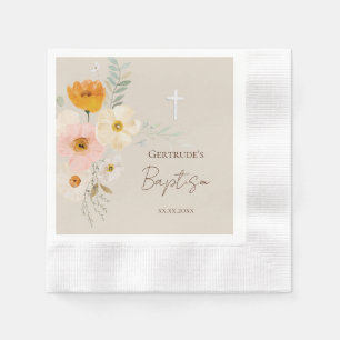 Servilleta De Papel Etiquetas de favor de ramo delicado de bautizo