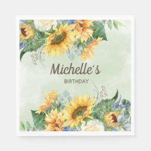 Servilleta De Papel Etiquetas de fiesta de cumpleaños de girasoles Hoj