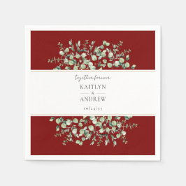 Servilleta De Papel Eucalipto Borgoña Juntos Boda Forever