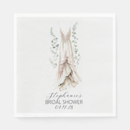 Servilleta De Papel Eucalipto color de agua y ducha de novia con vesti
