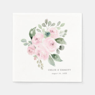 Servilleta De Papel Eucalipto Rosa Elegante Boda Personalizada