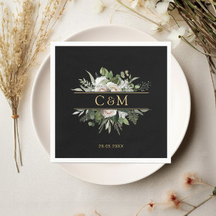 Servilleta De Papel Eucalipto sencillo y elegante Roses blancos