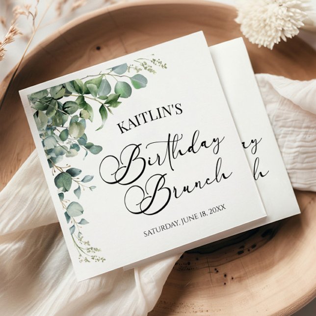 Servilleta De Papel Eucalipto verde deja brunch de cumpleaños botánico (Subido por el creador)