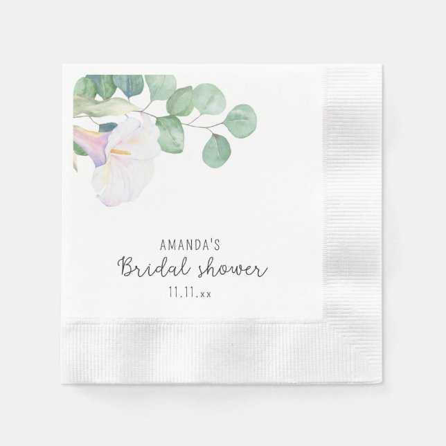 Servilleta De Papel Eucalipto y flor de la calla - ducha de novia (Anverso)