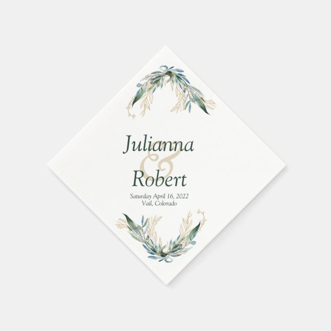 Servilleta De Papel Eucalipto y toallas de oro (Borde)