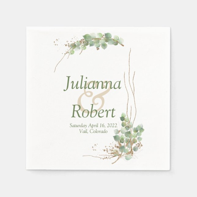 Servilleta De Papel Eucalipto y toallas de oro (Anverso)