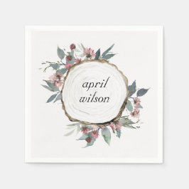 SERVILLETA DE PAPEL EUCALIPTUS FLORAL DE MADERA RÚSTICA