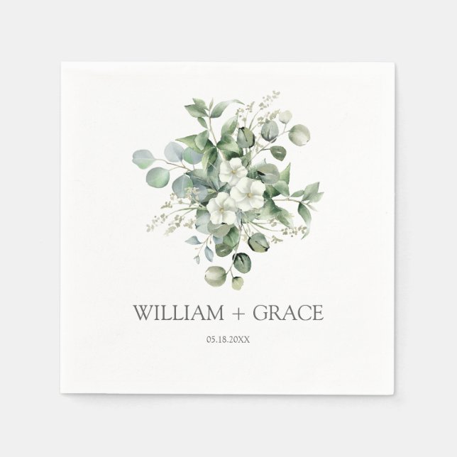Servilleta De Papel Eucalyptus acuarela Boda de la vegetación rústica (Anverso)