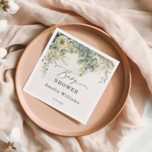 Servilleta De Papel Eucalyptus acuarela Oro Verde