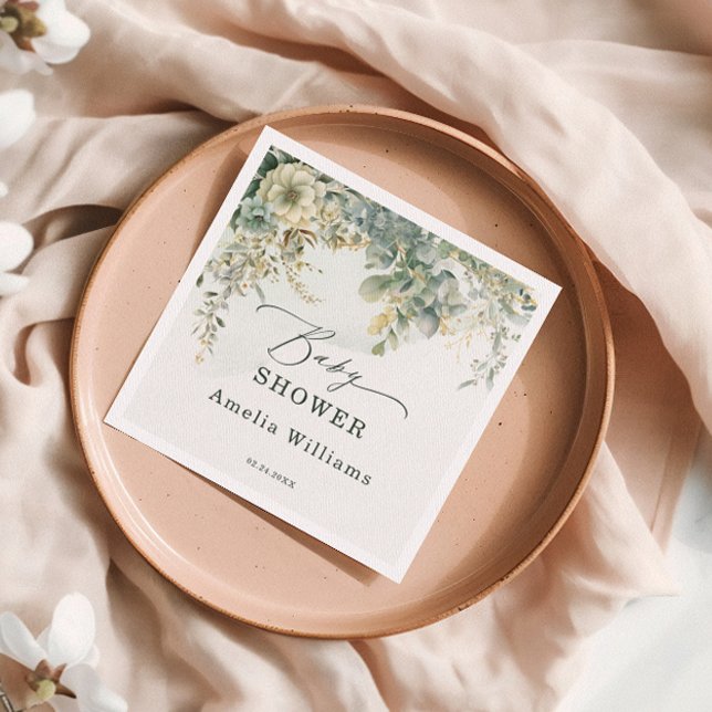 Servilleta De Papel Eucalyptus acuarela Oro Verde (Subido por el creador)